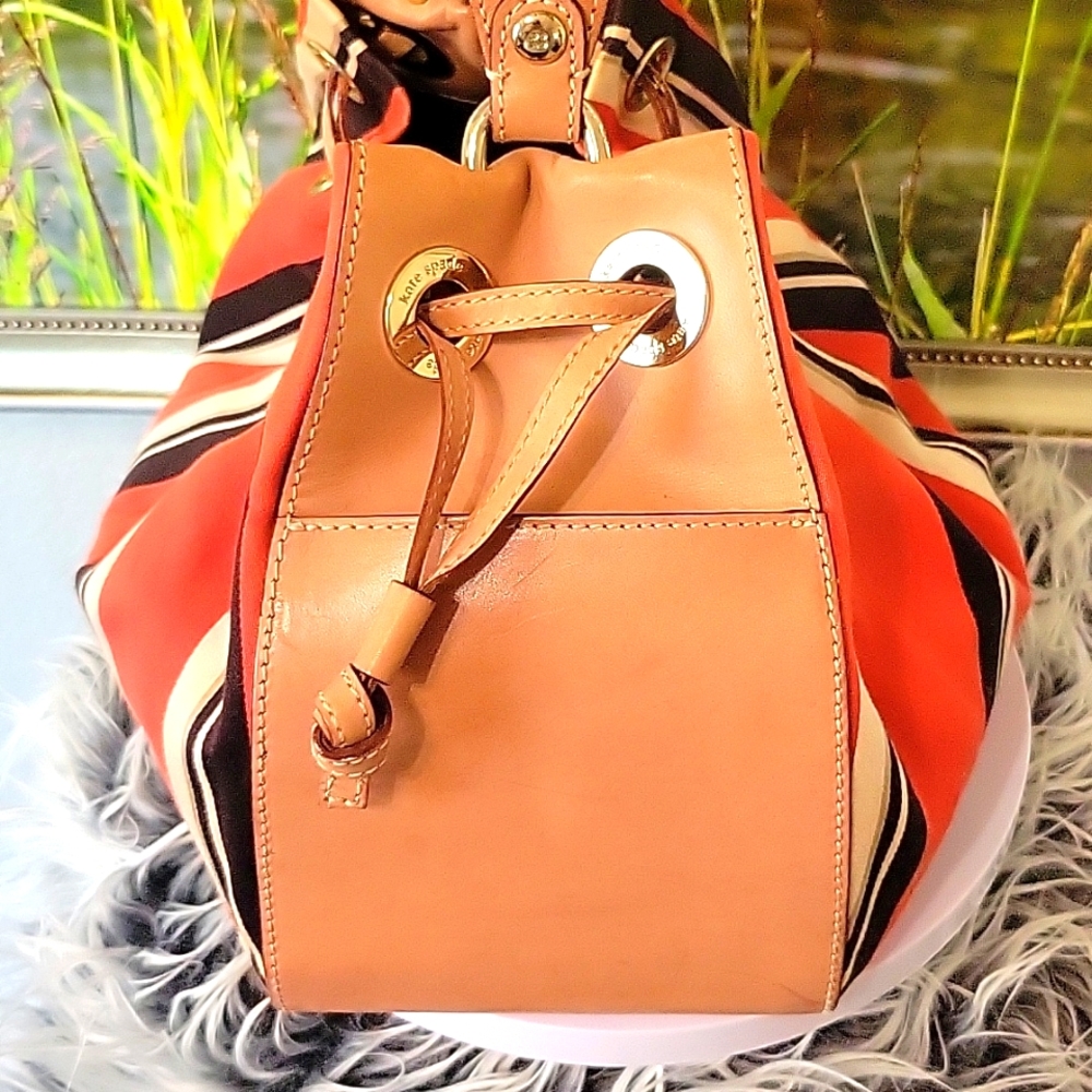 Kate Spade Striped Red, Black & White Stachel Carryall Handbag - Picture 5 of 9